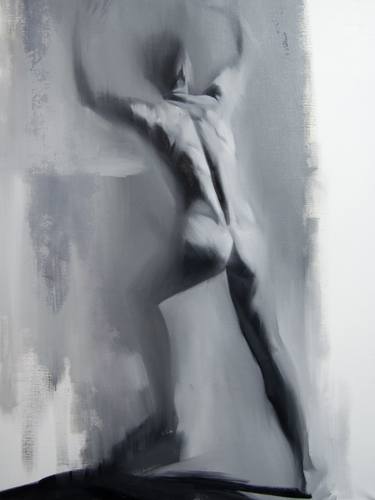 Contemporary black and white nude male painting - Icarus thumb