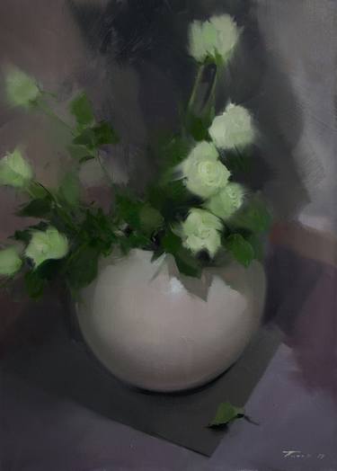 Still Life with Roses in a Vase - White Roses thumb
