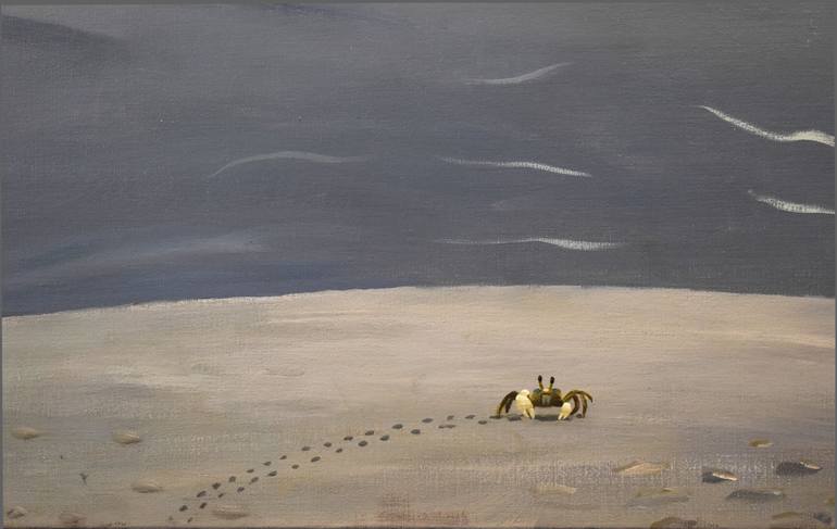 Original Folk Beach Painting by Wilfred Spoon