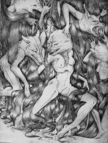 Original Surrealism Nude Printmaking by Beatriz Rodriguez