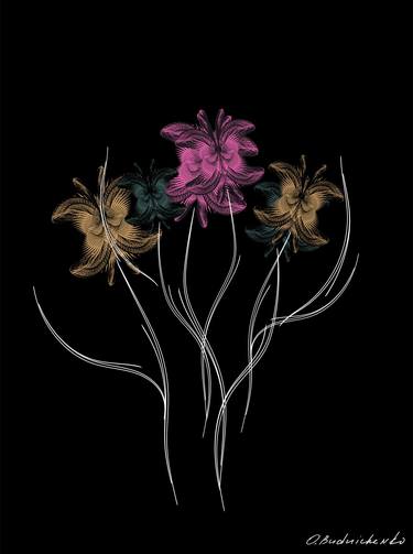 Print of Abstract Floral Mixed Media by Oksana Budnichenko