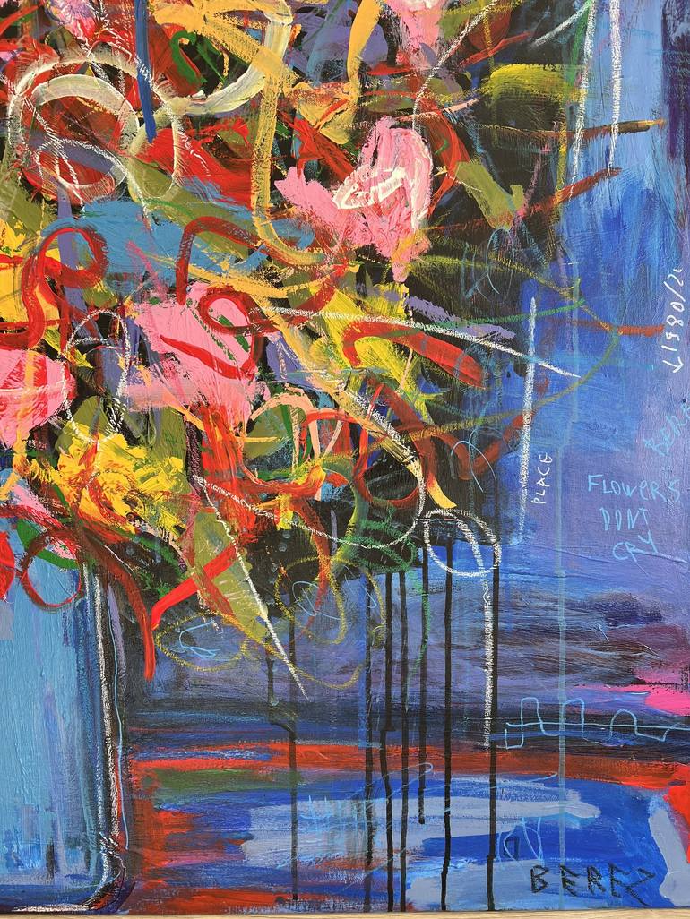 Original Abstract Expressionism Floral Painting by Serge Berezjak