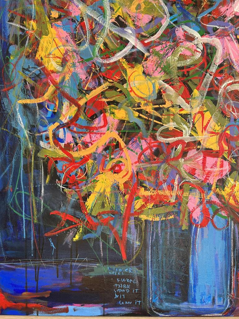 Original Abstract Expressionism Floral Painting by Serge Berezjak