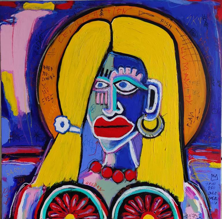 Original Abstract Women Painting by Serge Berezjak