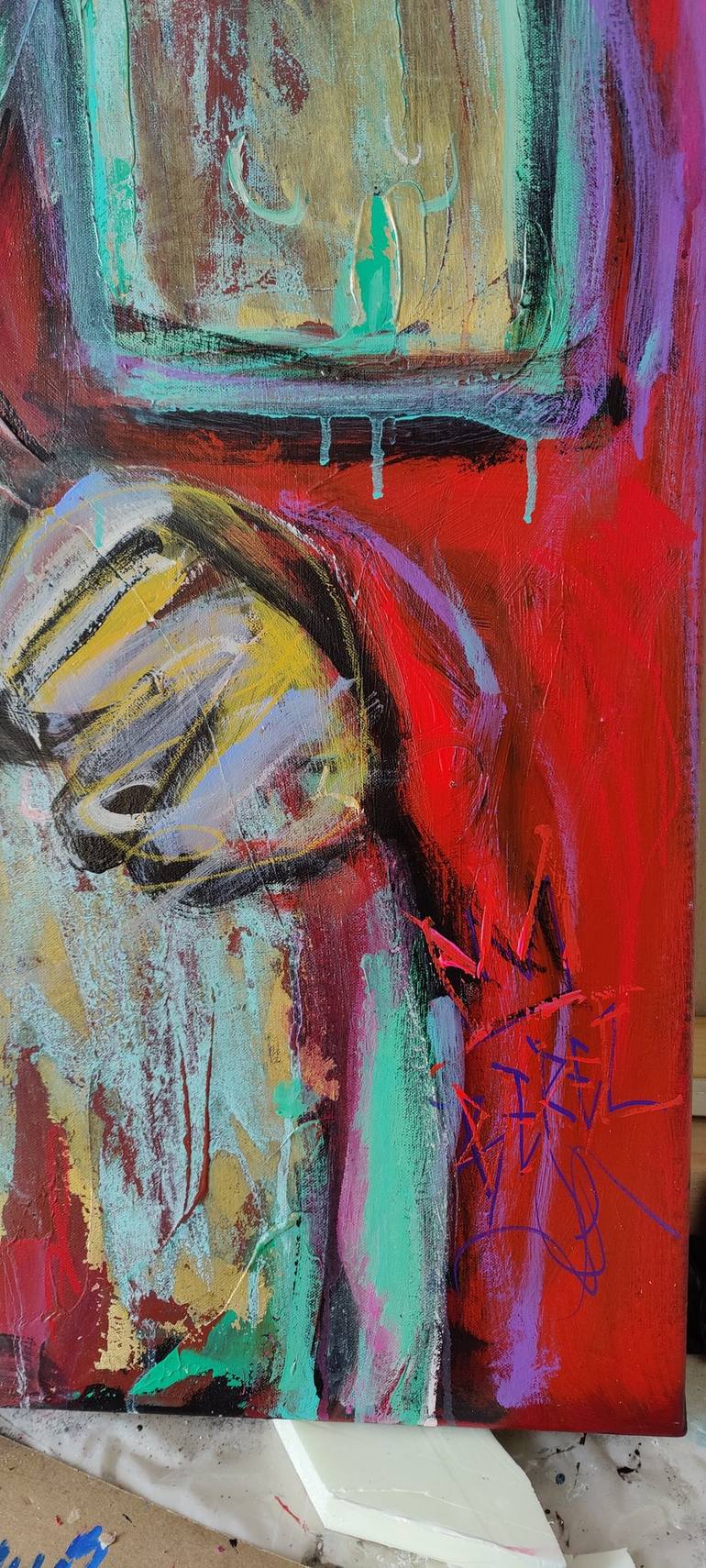 Original Abstract Portrait Painting by Serge Berezjak