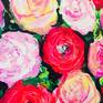 This floral still life paintings on canvas "N. 5" inspired by my admiration for Coco Chanel and her vision of forever classy and fabulous fashion. 
It comes ready to hang( sides are painted black ) Painting is fabulous and timeless, colorful texture painted using texture knife .... see more picture closer/actual look ... you will be very happy to see it in person. ( varnish applied for a final protective touch)