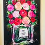 This floral still life paintings on canvas "N. 5" inspired by my admiration for Coco Chanel and her vision of forever classy and fabulous fashion. 
It comes ready to hang( sides are painted black ) Painting is fabulous and timeless, colorful texture painted using texture knife .... see more picture closer/actual look ... you will be very happy to see it in person. ( varnish applied for a final protective touch)