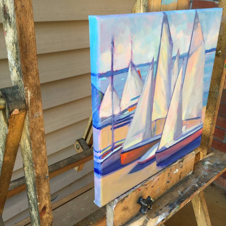 Original Fine Art Sailboat Painting by Janet Howard-Fatta