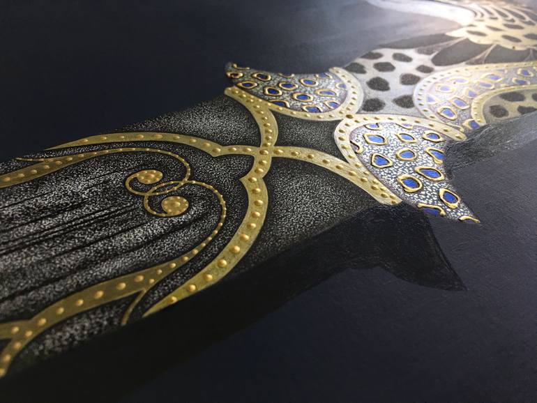 Original stippling Animal Painting by Yelena York