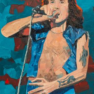 Bon Scott palette knife painting