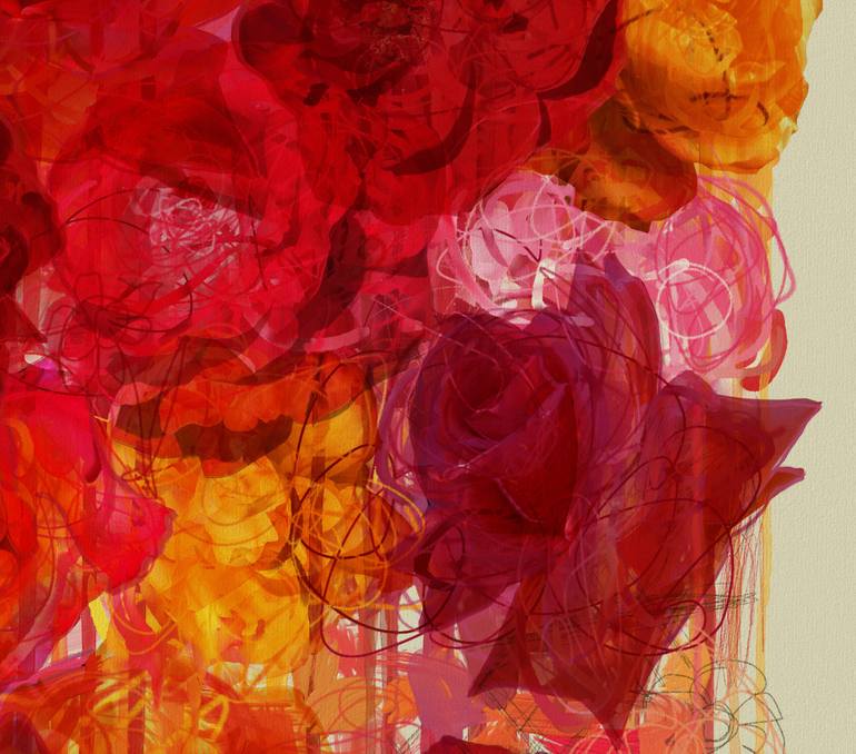 Original Abstract Expressionism Floral Digital by Czar Catstick