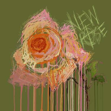 Original Abstract Expressionism Floral Digital by Czar Catstick