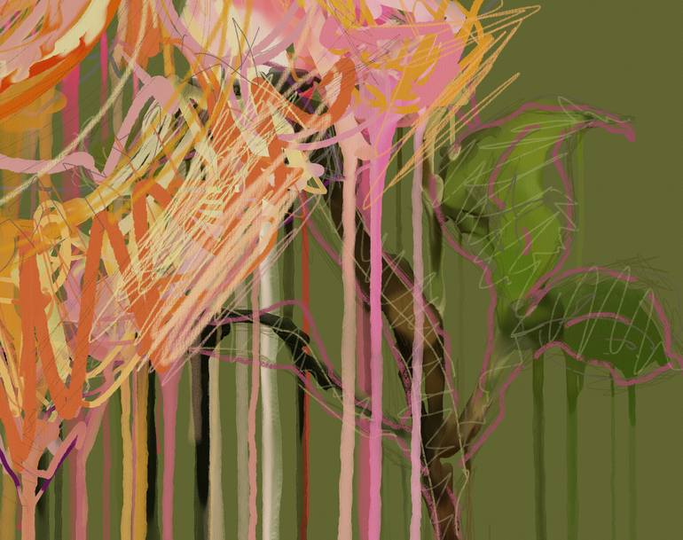 Original Abstract Expressionism Floral Digital by Czar Catstick