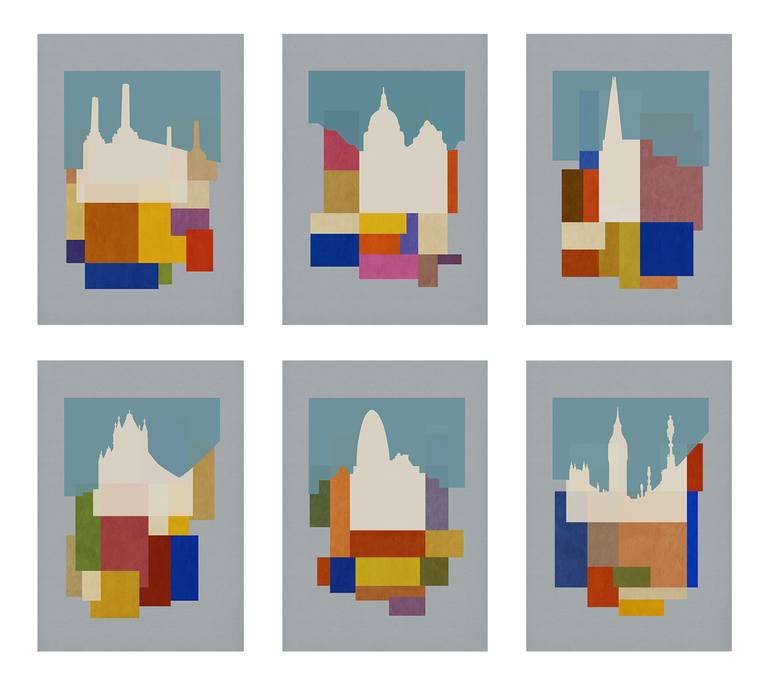 Original Abstract Cities Printmaking by Czar Catstick
