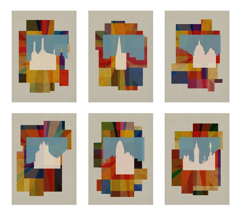 Original Abstract Cities Printmaking by Czar Catstick