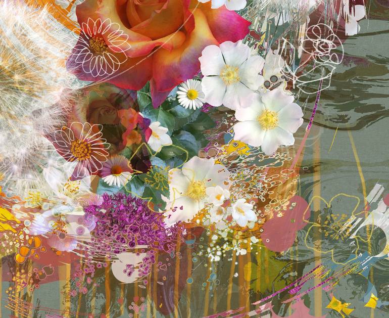 Original Abstract Expressionism Floral Digital by Czar Catstick