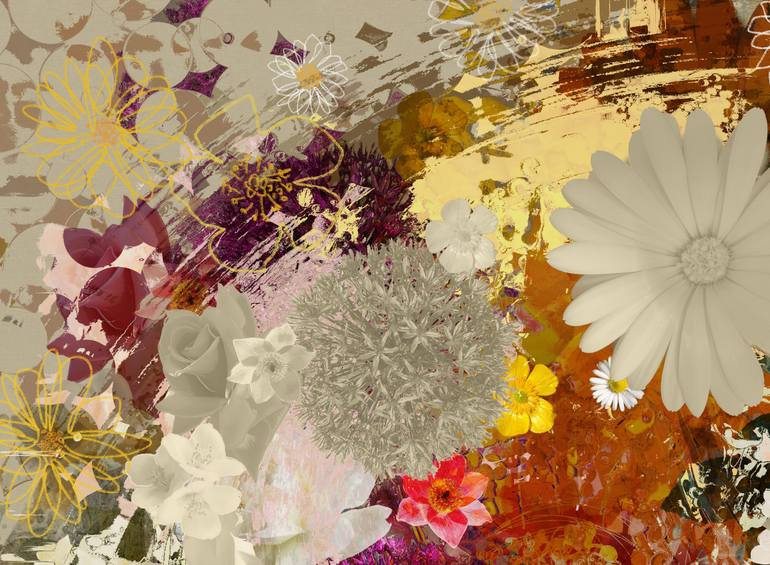 Original Abstract Expressionism Floral Digital by Czar Catstick