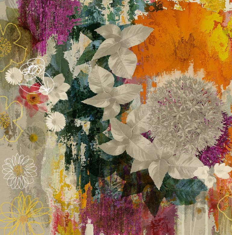 Original Abstract Expressionism Floral Digital by Czar Catstick