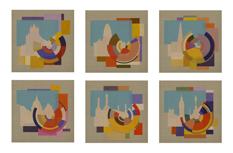 Original Abstract Cities Mixed Media by Czar Catstick