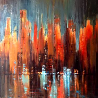 Print of Abstract Cities Paintings by Tracey Rowan