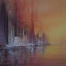 Dramatic cityscape. Would add a stunning focal point to home or office. Edges painted so no need to frame. Includes a signed certificate of authenticity.