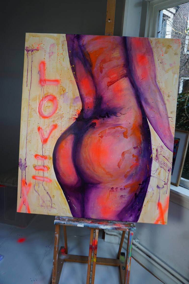 Original Pop Art Nude Painting by Yvonne Kok