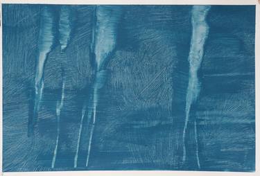 Original Abstract Art | Acrylic on paper | Blue colors | 2012067 thumb