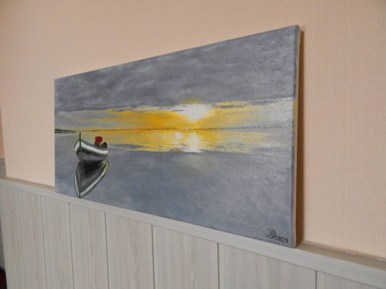 Original Realism Boat Painting by Dmytro Larionov