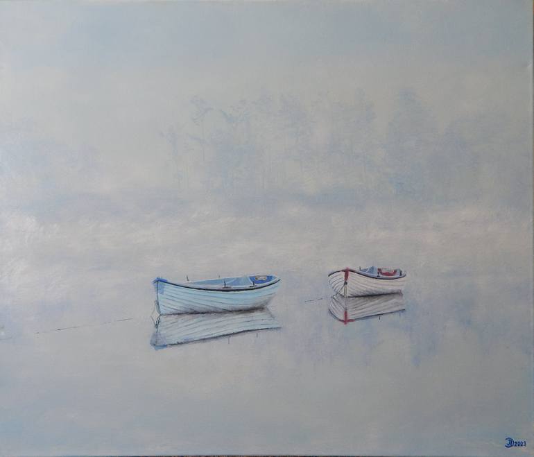 Original Photorealism Boat Paintings by Dmytro Larionov