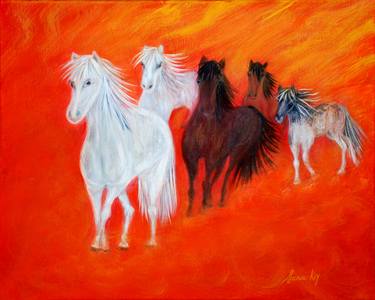 Print of Fine Art Horse Paintings by Oksana Semenchenko