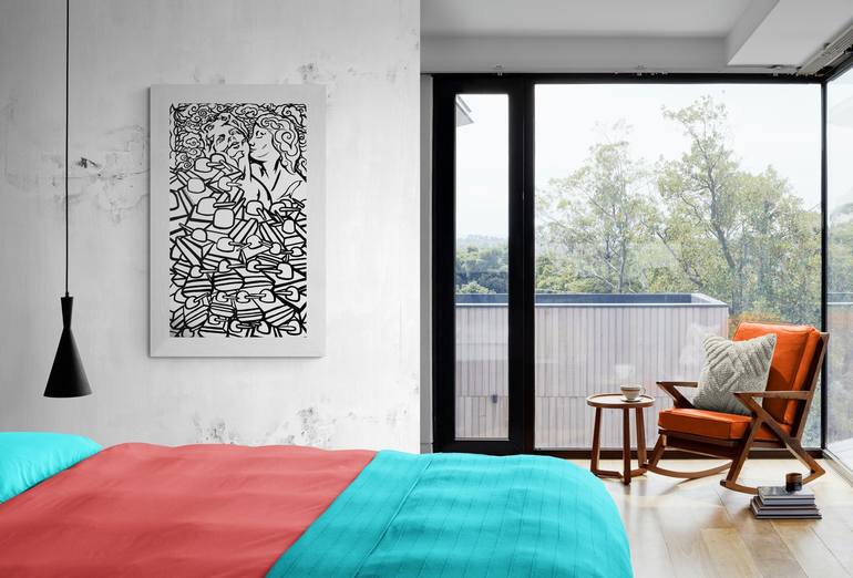 Original Modernism Love Painting by Riccardo Matlakas