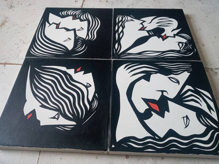 Original Art Deco Love Painting by Riccardo Matlakas