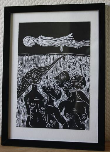 Original Expressionism People Printmaking by Ruta Jakutyte