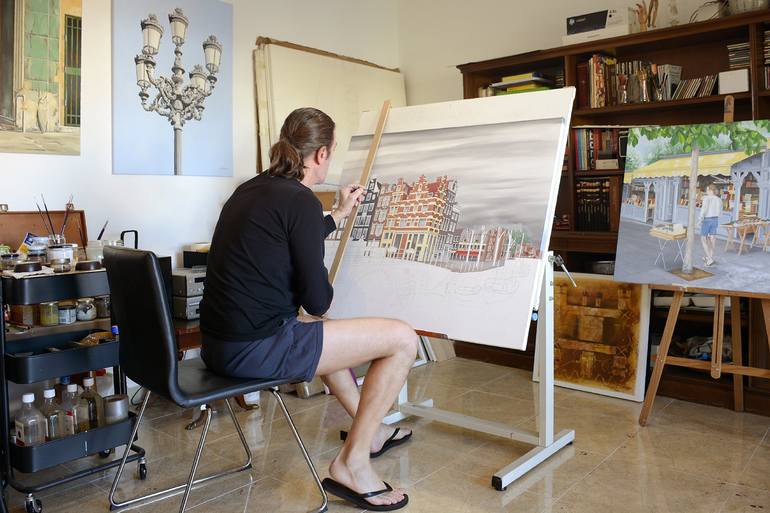 Original Figurative Cities Painting by Edmundo Sanz Gadea