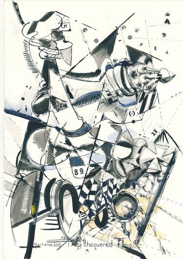 Original Cubism Automobile Drawings by Marianne Sturtridge