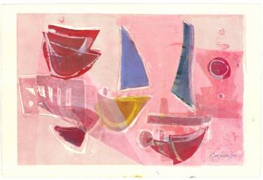 Original Abstract Boat Printmaking by Marianne Sturtridge