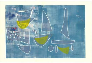 Original Abstract Boat Printmaking by Marianne Sturtridge