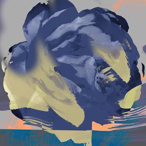Abstract Flowers - Rose Blue Grey Neon Paint