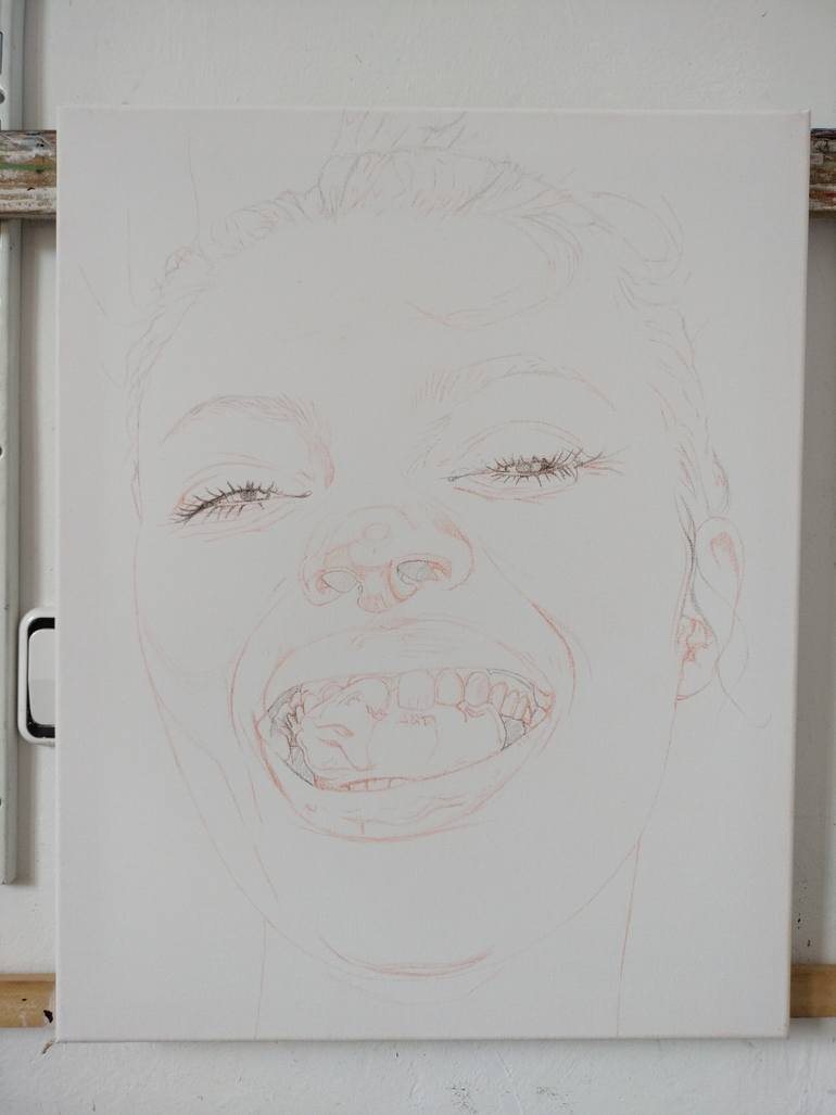 Original Photorealism People Painting by Cristina Cañamero