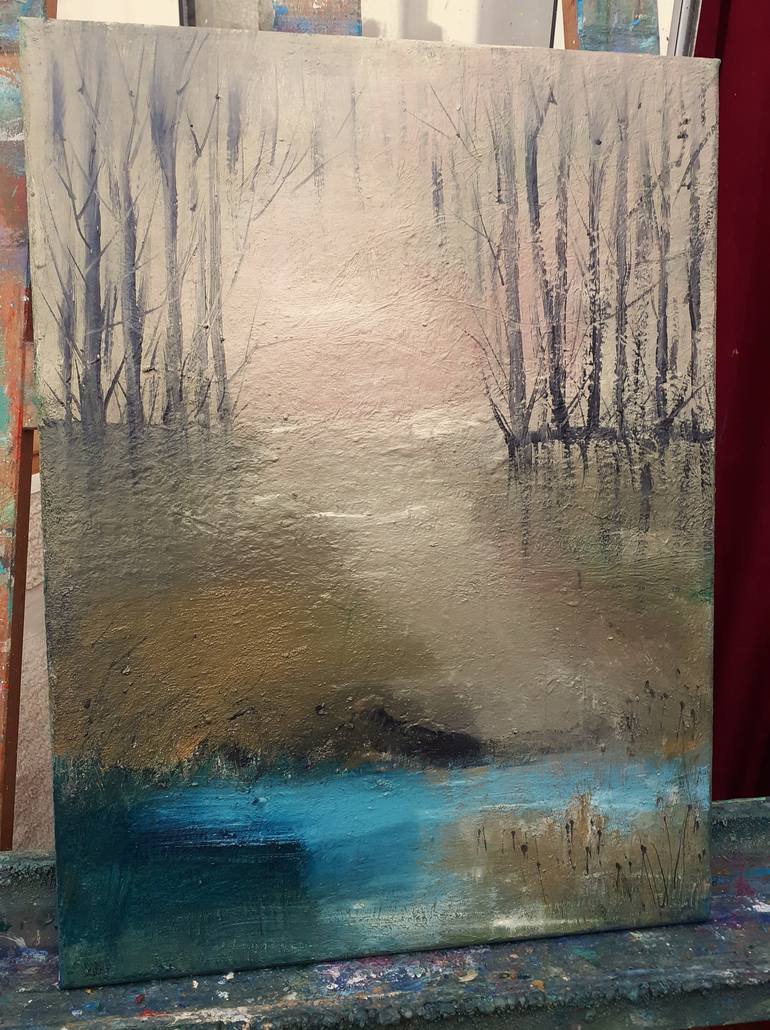 Original Art Deco Landscape Painting by Elena Ivanova