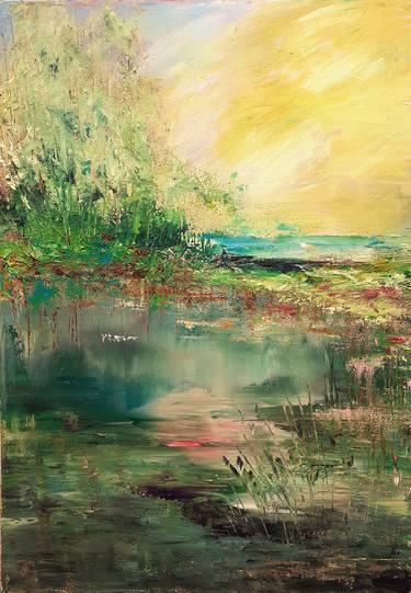 Original Art Deco Landscape Painting by Elena Ivanova