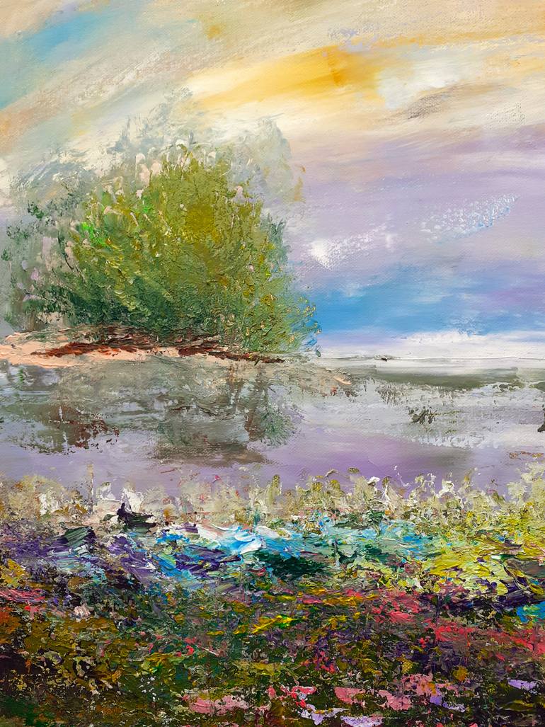 Original Art Deco Landscape Painting by Elena Ivanova