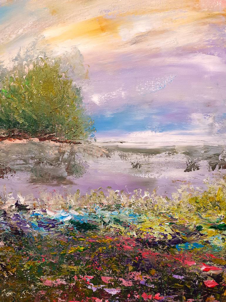 Original Art Deco Landscape Painting by Elena Ivanova