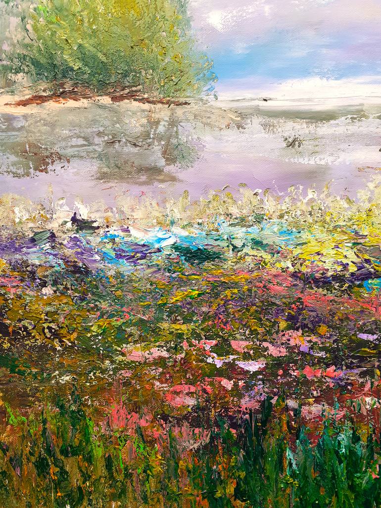 Original Art Deco Landscape Painting by Elena Ivanova