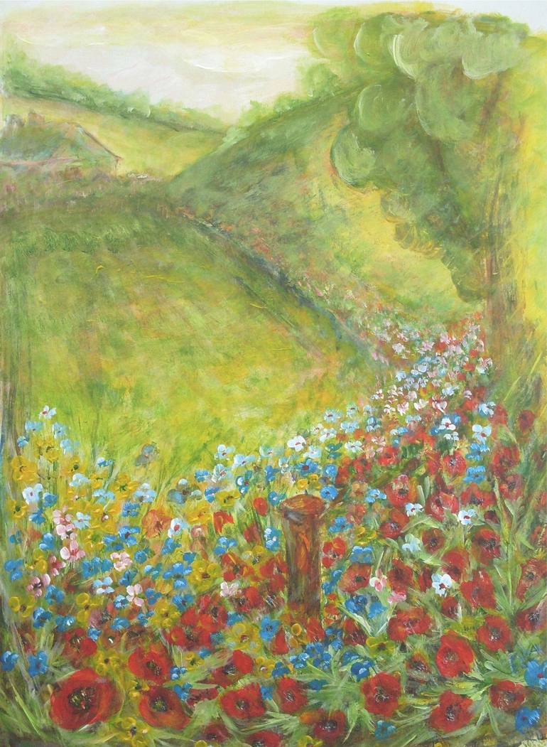 Valley and spring flowers Painting by Elena Ivanova | Saatchi Art