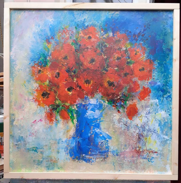 Original Abstract Expressionism Floral Painting by Elena Ivanova