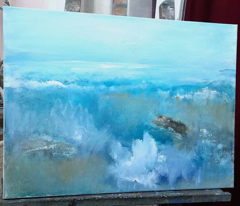 Original Art Deco Seascape Painting by Elena Ivanova