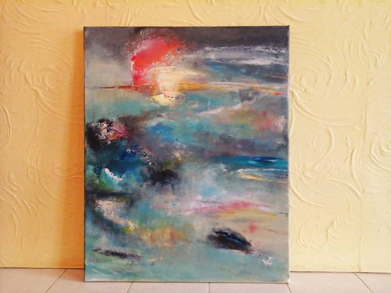 Original Abstract Expressionism Seascape Painting by Elena Ivanova