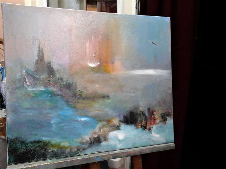 Original Abstract Expressionism Boat Painting by Elena Ivanova