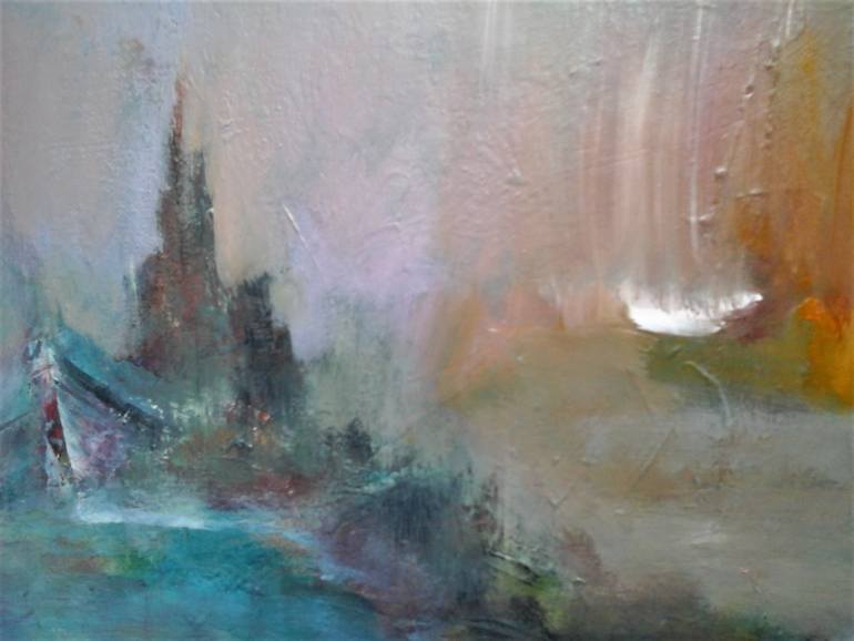 Original Abstract Expressionism Boat Painting by Elena Ivanova